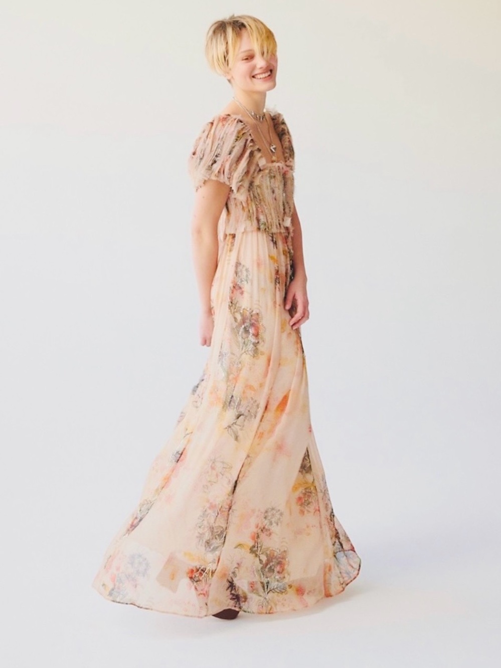 Free People Irina Embellished Raw Edges Floral Print Vintage Maxi Dress
NWOT